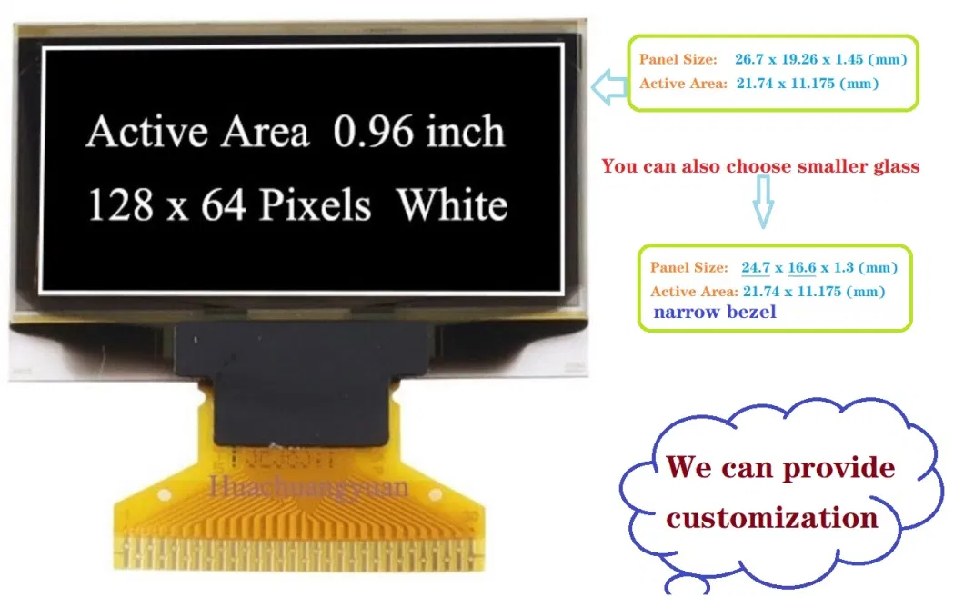 Wide Temperature Micro OLED Displa OLED Panel 128X64 Resolution Amoled Display Factory